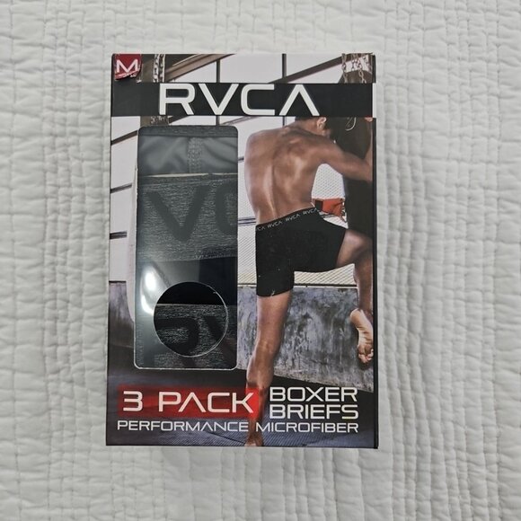 RVCA Men's Microfiber Boxer Briefs Size M (32-34) 3-Pack Stretch Flex Fit NIB - Picture 1 of 12
